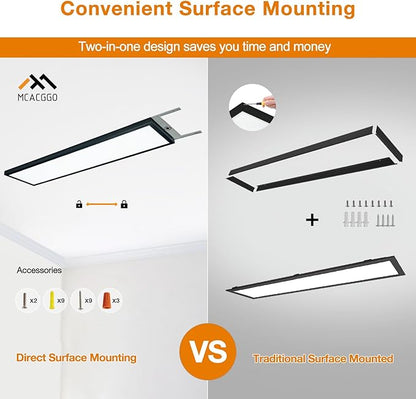 Mcacggo Black 1x4 LED Flat Panel Light Surface Mount, 5000K-4000K-3000K - Image 2