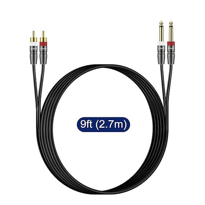 J&D Dual 1/4 inch TS to RCA Cable, 9 feet, Heavy Duty Audio Interconnect - Image 7