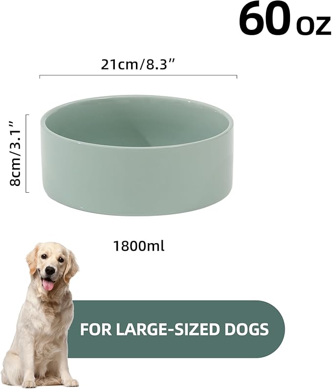 Ceramic 8.2inch Dog Bowl for Large-Breed Dogs, Anti-Slip and Weighted Pet Food - Image 2
