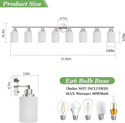 Guliaofo 8-Light Vanity Lights, Brushed Nickel Bathroom Light Fixture - Image 2