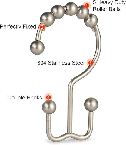 Shower Curtain Hooks, Goowin Shower Curtain Rings, Stainless Steel Shower - Image 4