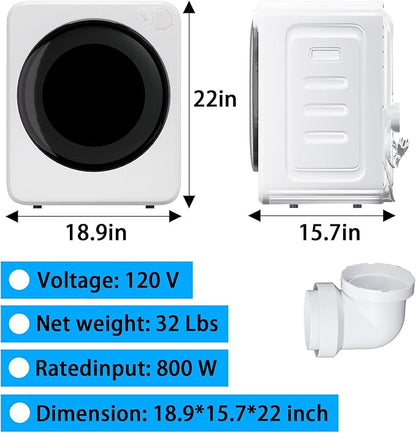 1.6 Cu.Ft Portable Clothes Dryer, 800W Fast Drying Front Load Laundry Dryer - Image 6