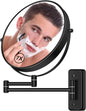 BTremary 8” Wall Mounted Magnifying Makeup Mirror 1X/7X Wall Mount Mirror Swing Arm Two-Sided 360° Swivel Bathroom Shaving Mirror for Men and Women in Hotel/Home, Black