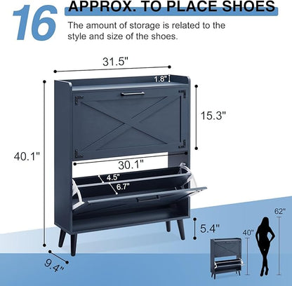 Shoe Storage Cabinet, Farmhouse Shoe Organizer - Image 2