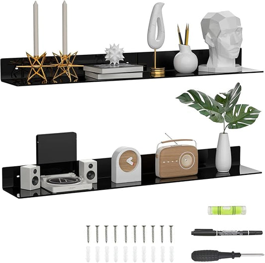 36 Inches Acrylic Long Wall Shelf Set of 2, Floating Shelf by Sezanrpt