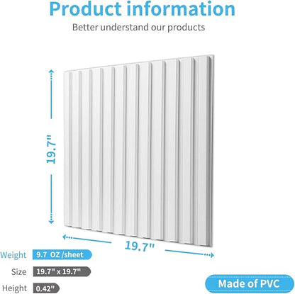 Art3d Slat Wall Panel, 3D Fluted Textured Panel 12-Tile 19.7 x 19.7in. - Image 3