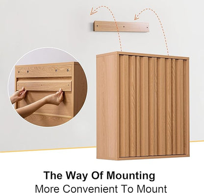 Fluted Wall Cabinet for Bathroom, Modern Wood Hanging Storage Organizer - Image 9