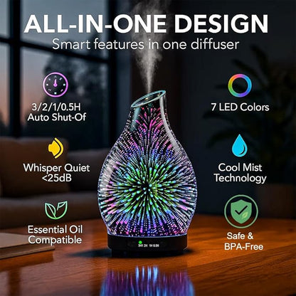 Essential Oil Diffuser & Essential Oils Set, Glass Aromatherapy Diffuser - Image 5
