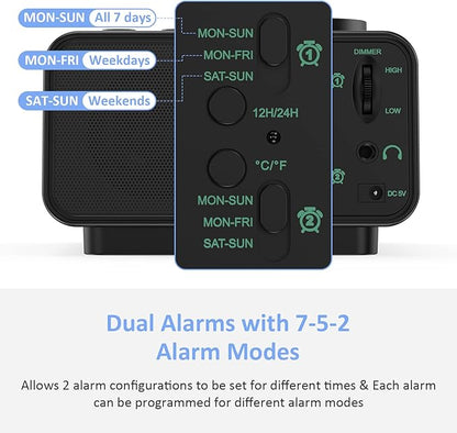 uscce Digital Dual Alarm Clock Radio - Image 3