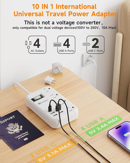 European Travel Plug Adapter, US to Europe Travel Power Strip - Image 3