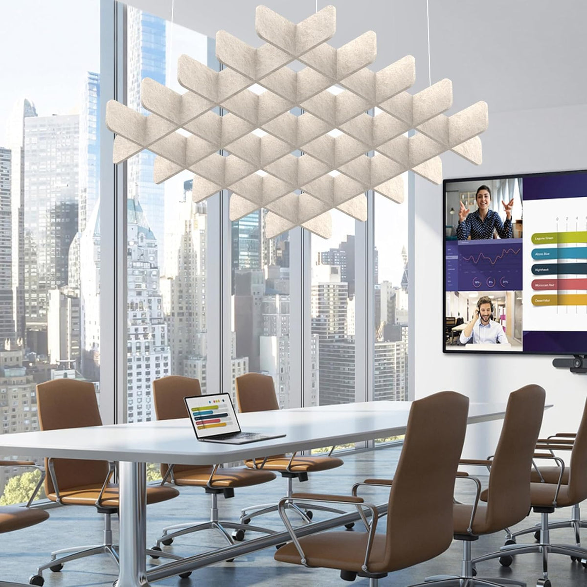 Acoustic Ceiling Panels Sound Absorbing Panels, Square Light Beige