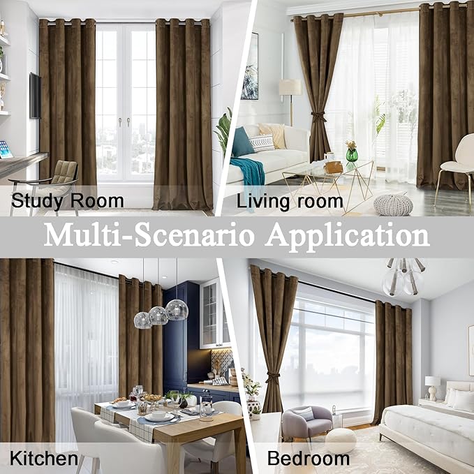 JIUZHEN Room Darkening Velvet Curtains 2 Panels Set, Luxury Window Treatment - Image 7