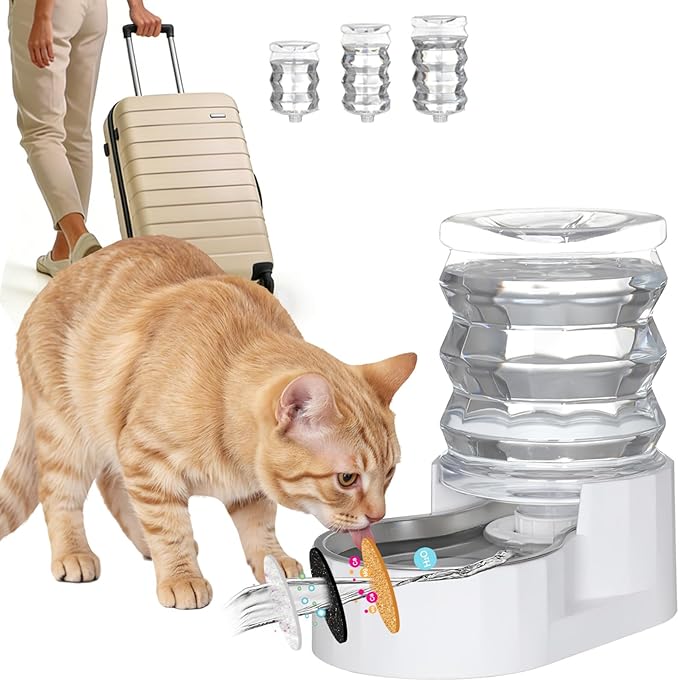 RIZZARI Dog Water Bowl Dispenser: 5L Large Stainless Steel Gravity Feeder by RIZZARI