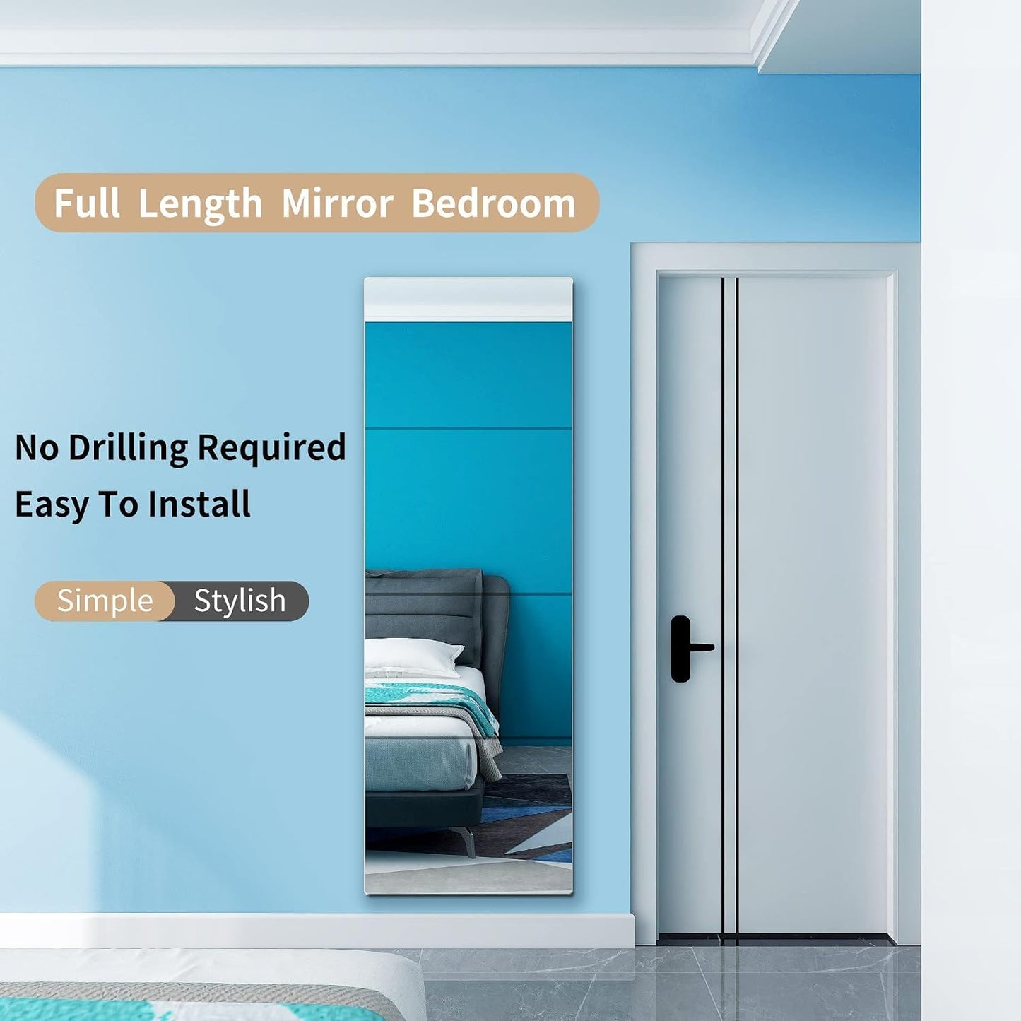 quegau Full Length Safety Shatterproof Mirror for Kids, Plastic Wall Mirror Made of Acrylic Plexiglass, 4 Pcs 12" x16", Long Bedroom Door Closet Mirror for Home Gym Body Workout