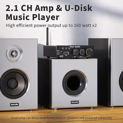 Fosi Audio BL20C Bluetooth 5.0 Stereo Audio Receiver Amplifier 320 Watts 2.1 CH - Image 3