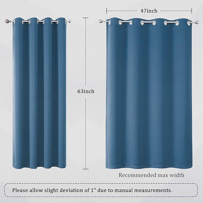 DUALIFE Midnight Blue Curtains 63 Inch Length - Image 6