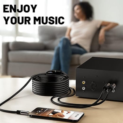 3.5mm to RCA Cable 25FT, 2 Male RCA to Aux Stereo Audio Adapter, Hi-Fi Sound - Image 5