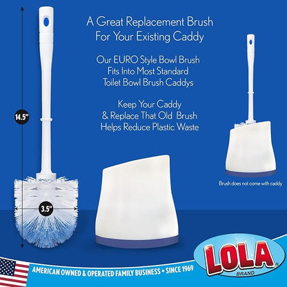 LOLA Classic Toilet Brush, 6 Pack, Durable Fiber Stiff Bristles, Compact Size - Image 3
