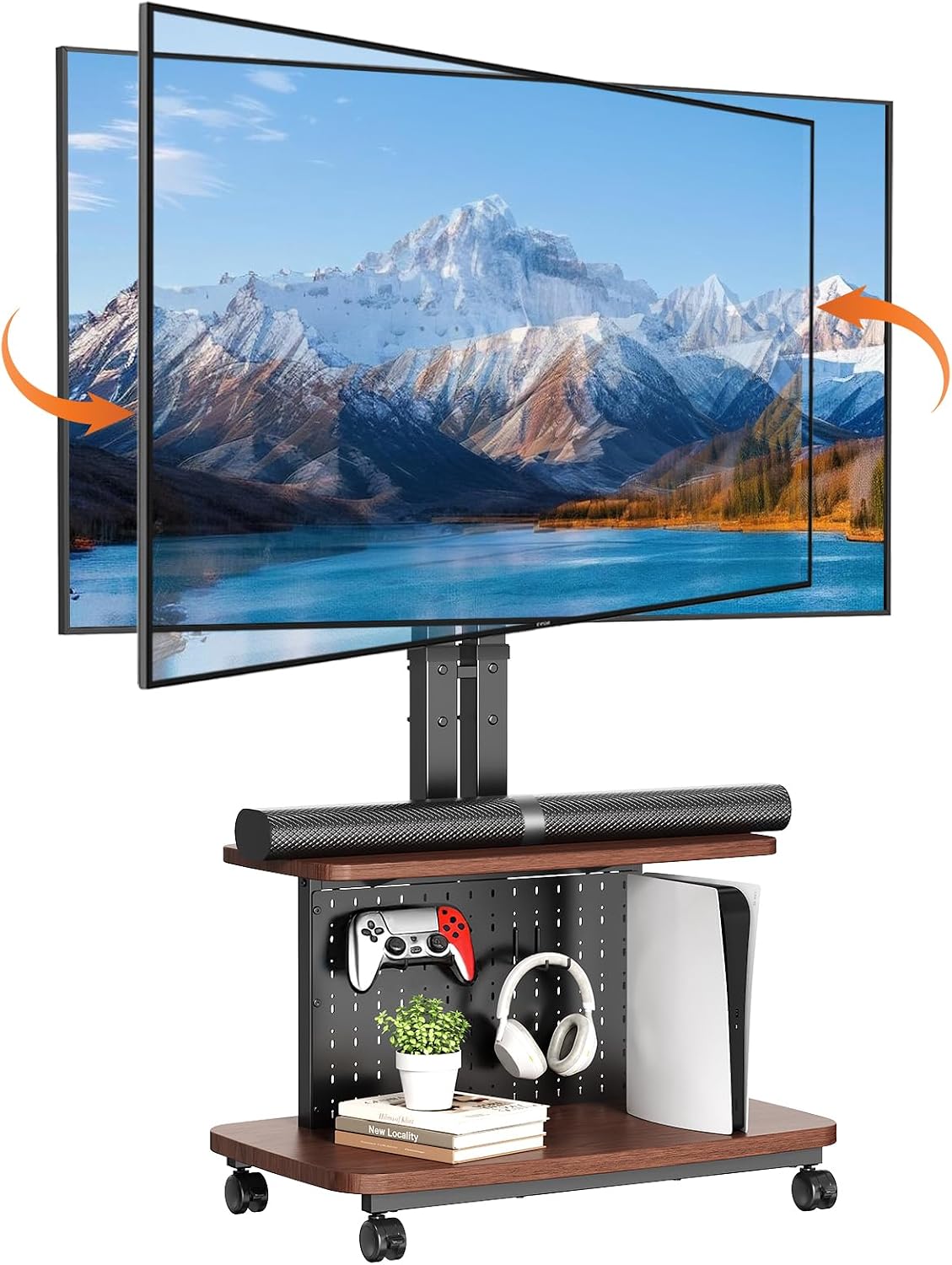 Mobile TV Cart on Wheels,Height Adjustable Rolling TV Stand for 32-85 inch TV...