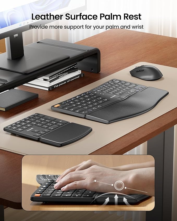 ProtoArc Ergonomic Keyboard Mouse, EKM04 2.4GHz USB Wireless Ergo Keyboard - Image 4