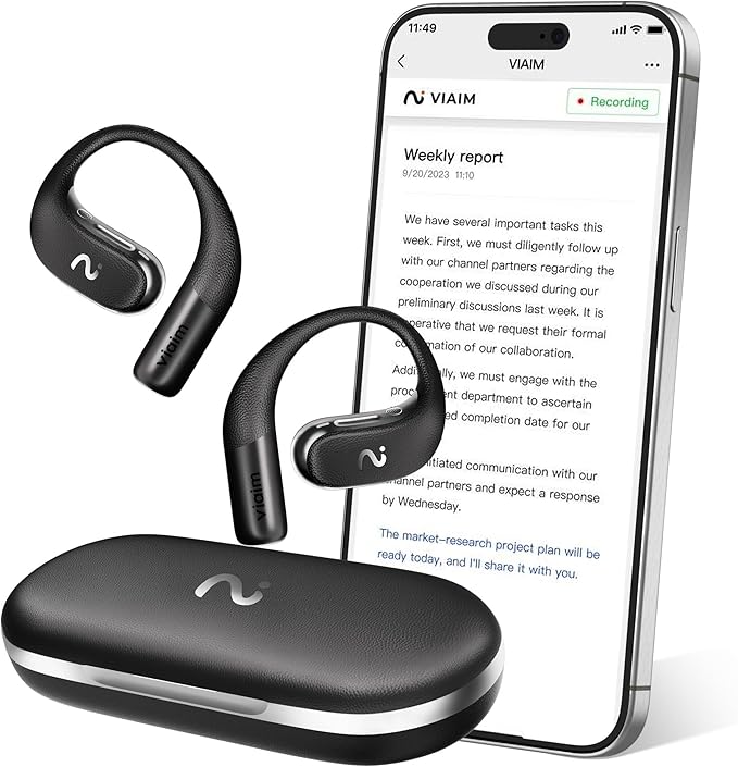 OpenNote AI Voice Recorder – Open Ear Headphones by viaim