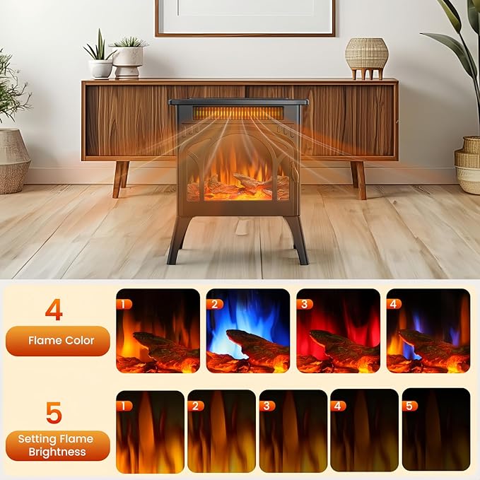 Electric Fireplace Stove, Fast Heating, X Infrared Fireplace Heater - Image 4