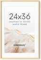 24x36 Poster Frame, USA-Sourced Natural Maple Wood Picture Collage Frame with HD Tempered Glass, Modern Simple 24 x 36 Wooden Photo Frame Matted to 20x30, Vertical & Horizontal Wall Hanging Display