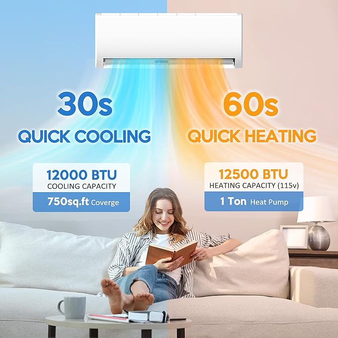 12000 BTU Mini Split Air Conditioner ＆ Heat Pump, 115V Wall Mount Ductless - Image 3