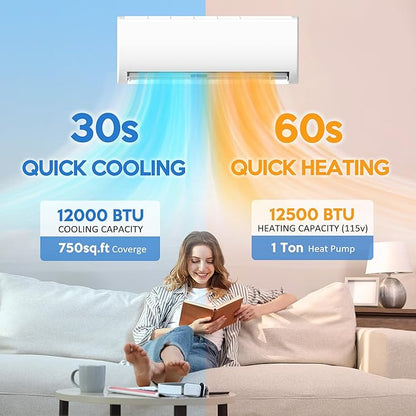 12000 BTU Mini Split Air Conditioner ＆ Heat Pump, 115V Wall Mount Ductless - Image 3