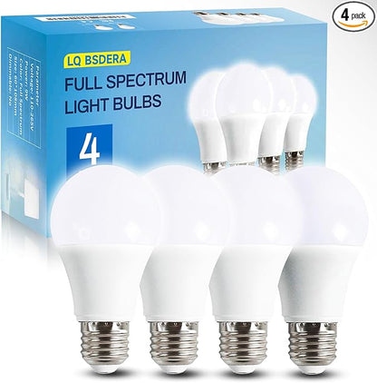 LQ BSDERA 4PK Full Spectrum Light Bulbs, 6000K Natural Light That Mimic Sunlight by Unknown