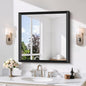 Black Bathroom Mirror 30 x 30 Inch Rectangle Wave Beveled by DESBING