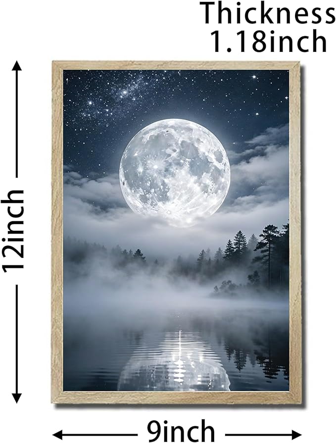 URVIP LED Glowing Photo Frame, 3D Starry-Sky Moon Lake Misty Forest Wall Art - Image 2