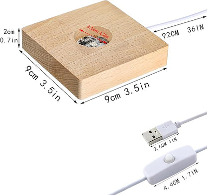 ZEERSHEE Pack 2 LED Light Base for Crystal Colorful Lights Square Wood Display - Image 2