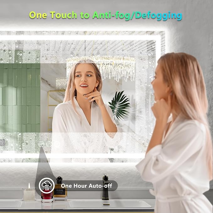 YEELAIT 68x40 Inch RGB LED Bathroom Mirror Front Light and RGB Backlit Lighted - Image 5