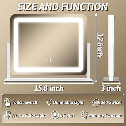 FENNIO Vanity Mirror with Lights, 3 Color Modes & Brightness Adjustable - Image 4