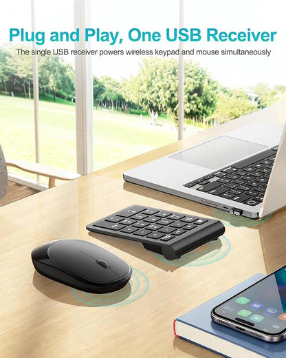 Wireless Number Pad, Lekvey Numeric Pad and Mouse Combo, Portable Slim 2.4GHz - Image 4