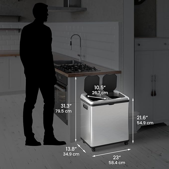 iTouchless 16 Gallon Touchless Sensor Kitchen Trash Can and Recycle Bin - Image 5