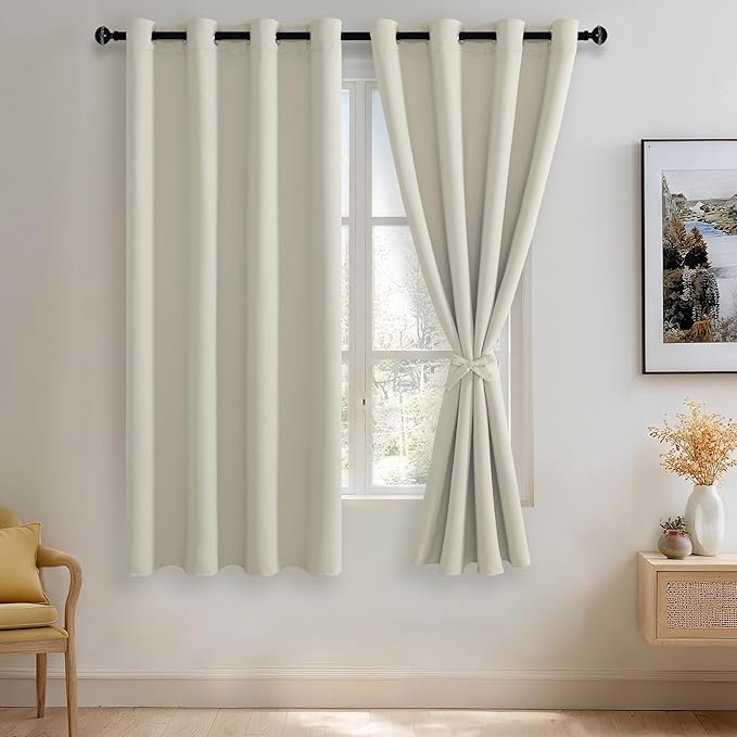 JIUZHEN Ivory Blackout Curtains by JIUZHEN