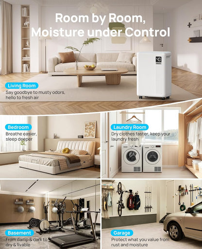 26-pint dehumidifier, dehumidifier for basement with drain hose, package contents
