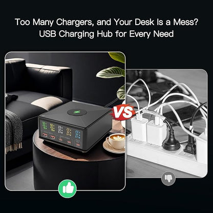 USB Charger Station Multi Port: Desktop 160W Power Fast Charging Hub Wall Block - Image 2