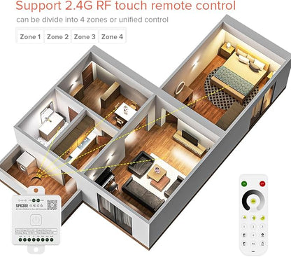 BTF-LIGHTING SP630E Bluetooth Controllers 4 Zones 2.4GHz Dimming RF RB1 Remote - Image 3