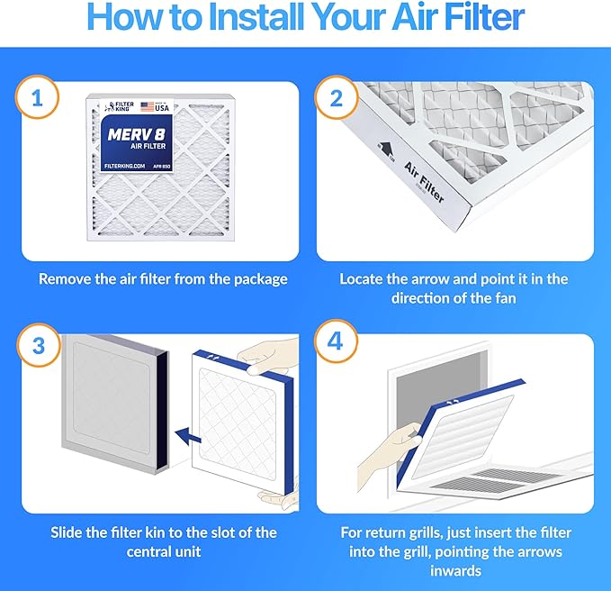 Filter King 6.5x6.5x1 Air Filter | 4-PACK | MERV 8 HVAC Pleated A/C Furnace - Image 4