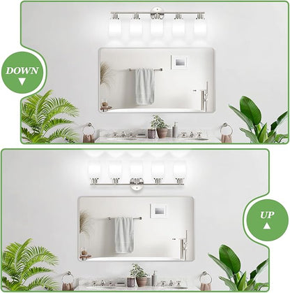 Guliaofo 5-Light Brushed Nickel Vanity Lights, Bathroom Light Fixtures - Image 4