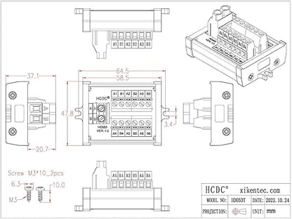 Screw Mount 30Amp 48V 2x6 Position Screw Terminal Block Distribution Module - Image 6