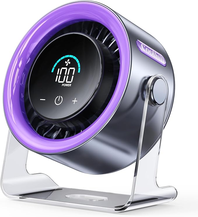 Coolhill USB Desk Fan for Bedroom: 100 Speeds Digital Display Quiet Table Fan by Unknown