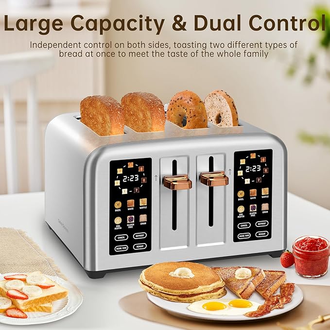 SEEDEEM Toaster 4 Slice, Stainless Steel, Touch Screen - Image 8