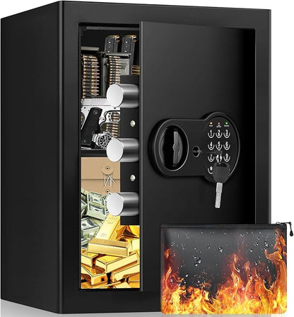 Safe Box with Fireproof Waterproof Bag, Home Safe with Keys & Pass Code & Wall by Mitlvge