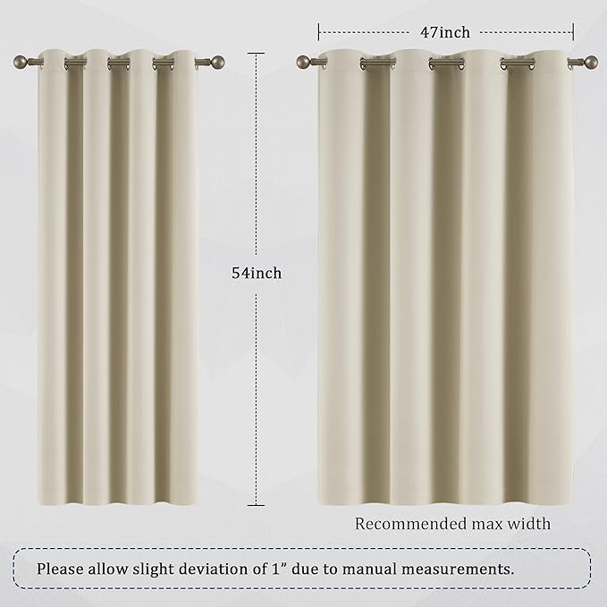DUALIFE 54 Inch Length Cream Beige Curtains - Image 6