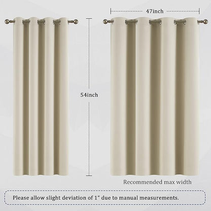 DUALIFE 54 Inch Length Cream Beige Curtains - Image 6