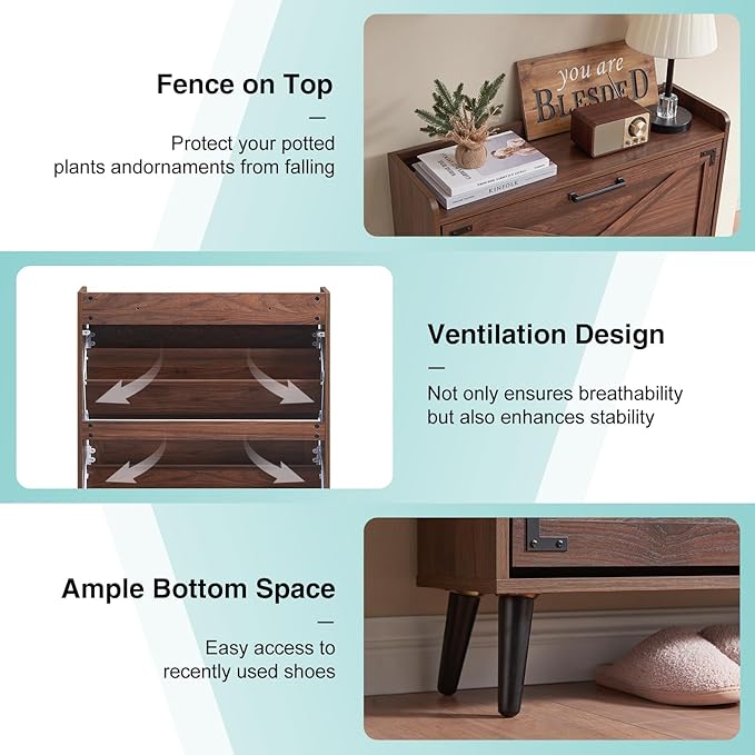 Shoe Storage Cabinet, Farmhouse Shoe Organizer - Image 4
